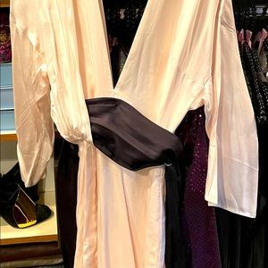 Gorgeous v neck and v back kimono dress with a classic obi belt